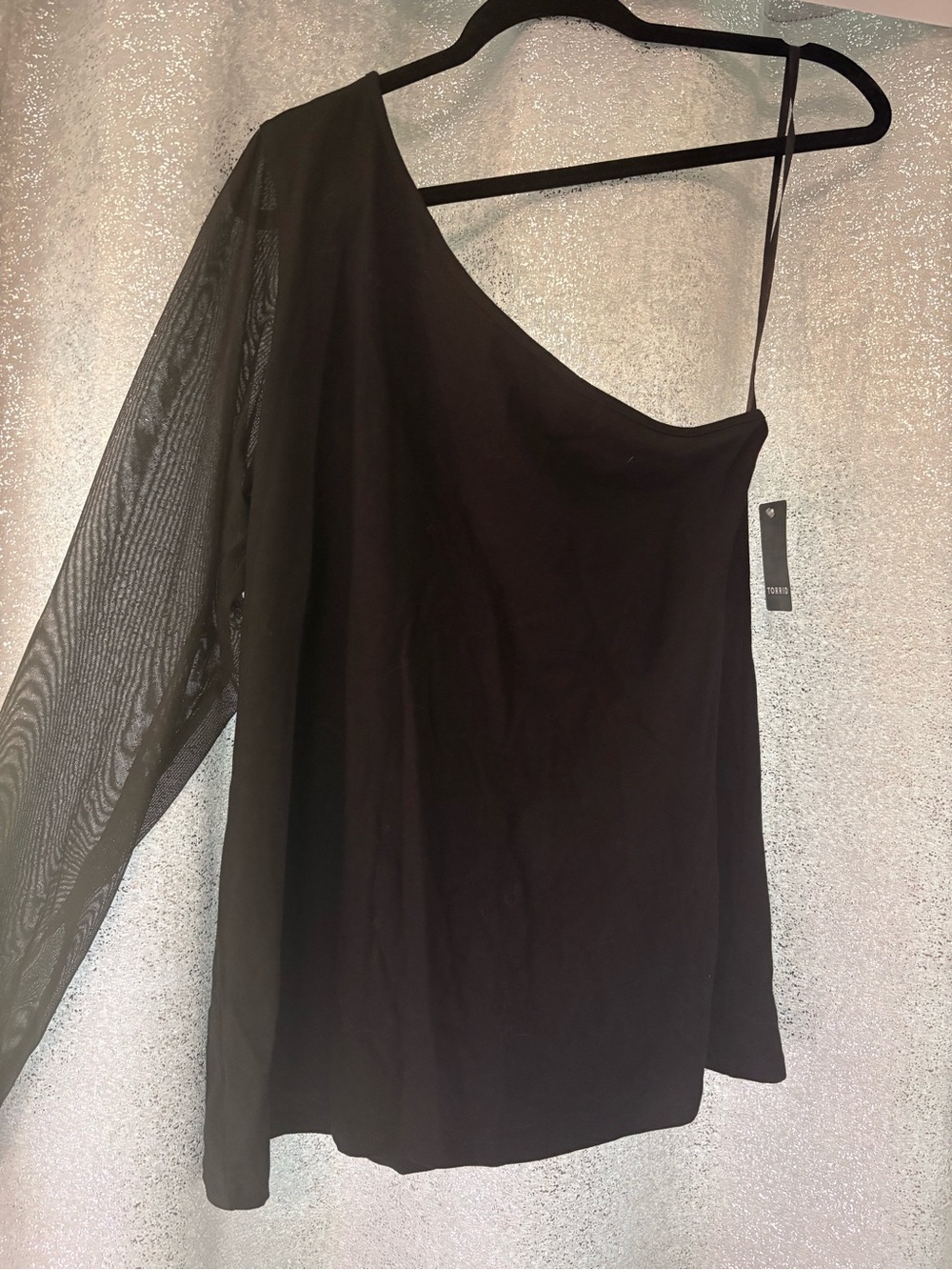 torrid Black sheer one shoulder top